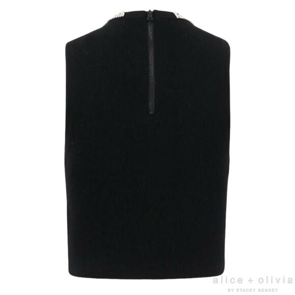 Alice + Olivia **NWT** Amity Crop Wool Blend Embellished Tank in Black - Picture 8 of 12